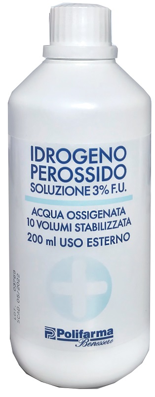 PEROSSIDO IDROGENO 3% 200 ML ACQUA OSSIGENATA 10 VOLUMI STABILIZZATA - Farmasanitas 