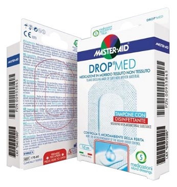 MEDICAZIONE COMPRESSA AUTOADESIVA DERMOATTIVA IPOALLERGENICA AERATA MASTER-AID DROP MED 7X5 5 PEZZI - Farmasanitas 