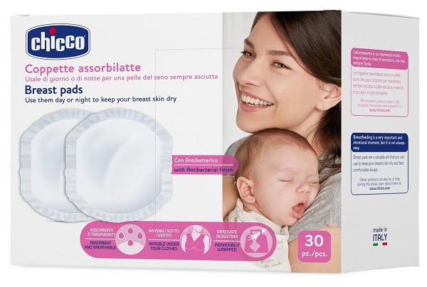 CHICCO COPPETTA ASSORBILATTE ANTIBATTERICA 30 PEZZI - Farmasanitas 