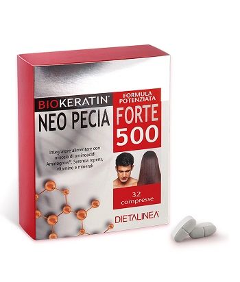 DIETALINEA BIOKERATIN NEO PECIA FORTE 500 32 COMPRESSE 4 BLISTER IN ASTUCCIO 48 G - Farmasanitas 