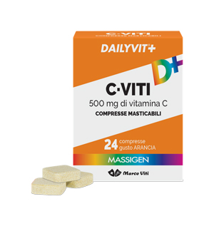 DAILYVIT+ C VITI 500MG DI VITAMINA C 24 COMPRESSE GUSTO ARANCIA - Farmasanitas 