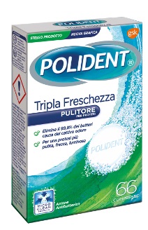 POLIDENT TRIPLA FRESCHEZZA 66 COMPRESSE - Farmasanitas 