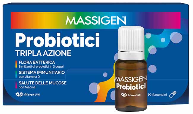 MASSIGEN PROBIOTICI 10 FLACONCINI X 8 ML PREZZO PIENO - Farmasanitas 