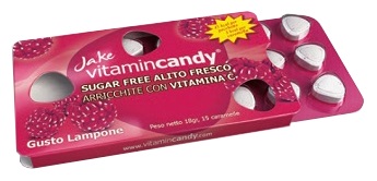 VITAMINCANDY CARAMELLE SENZA ZUCCHERO CON VITAMINA C LAMPONE 18 G - Farmasanitas 