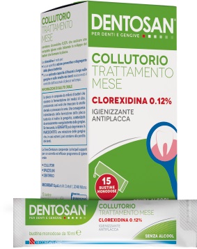 DENTOSAN COLLUTORIO MONODOSE TRATTAMENTO MENSILE 0,12% 15 BUSTINE DA 10 ML - Farmasanitas 