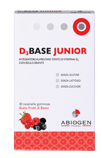 D3BASE JUNIOR 30 CARAMELLE GOMMOSE FRUTTI DI BOSCO - Farmasanitas 