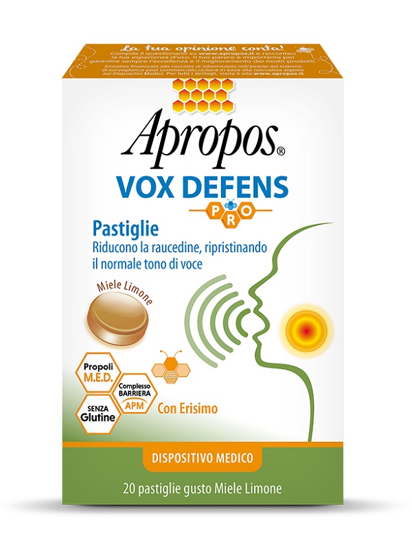 APROPOS VOX DEFENS PRO MIELE LIMONE 20 PASTIGLIE - Farmasanitas 