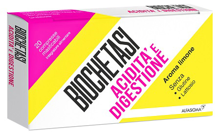 BIOCHETASI ACIDITA' E DIGESTIONE 20 COMPRESSE MASTICABILI AROMA LIMONE - Farmasanitas 