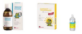 SANOSAURO BOX - BACKTOSCHOOL CON TROCA' FLU IMMUNOGLUKAN 120 ML + SUPERDI' 600 45 CAPSULE SOFTGEL GUSTO NOCCIOLA + AQUILEA DIFESA SANIGEL POCKET 100 ML - Farmasanitas 