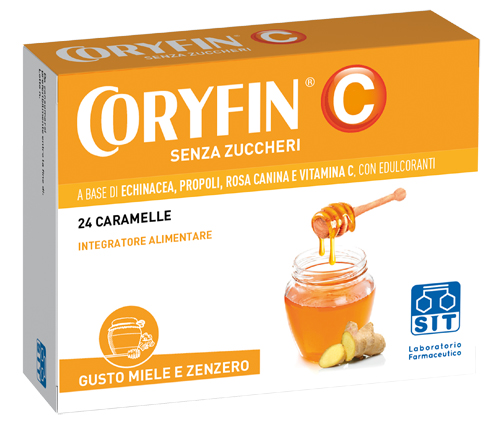 CORYFIN C SENZA ZUCCHERO MIELE ZENZERO 24 CARAMELLE - Farmasanitas 