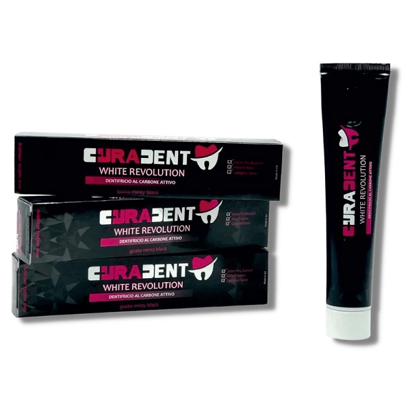 CURADENT DENTIFRICIO EXTREME WHITE SBIANCANTE AL CARBONE 75 ML - Farmasanitas 