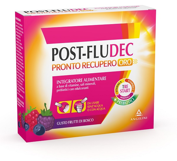 POSTFLUDEC FRUTTI DI BOSCO PRONTO RECUPERO ORO 12 BUSTINE - Farmasanitas 