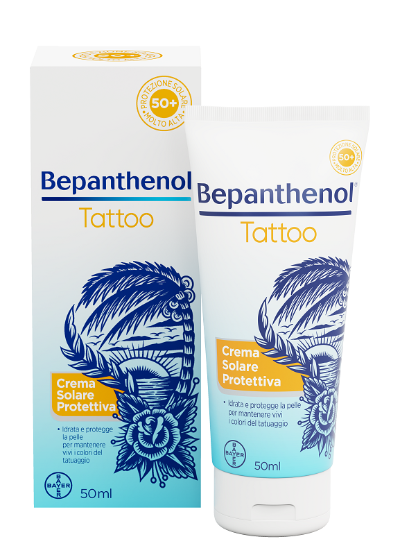 BEPANTHENOL TATTOO CREMA SOLARE PROTETTIVA SPF50+ 50 ML - Farmasanitas 
