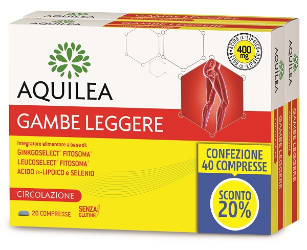 AQUILEA GAMBE LEGGERE 40 COMPRESSE PACK -20% - Farmasanitas 