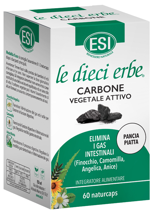 ESI LE DIECI ERBE CARBONE VEGETALE ATTIVO 60 NATURCAPS - Farmasanitas 