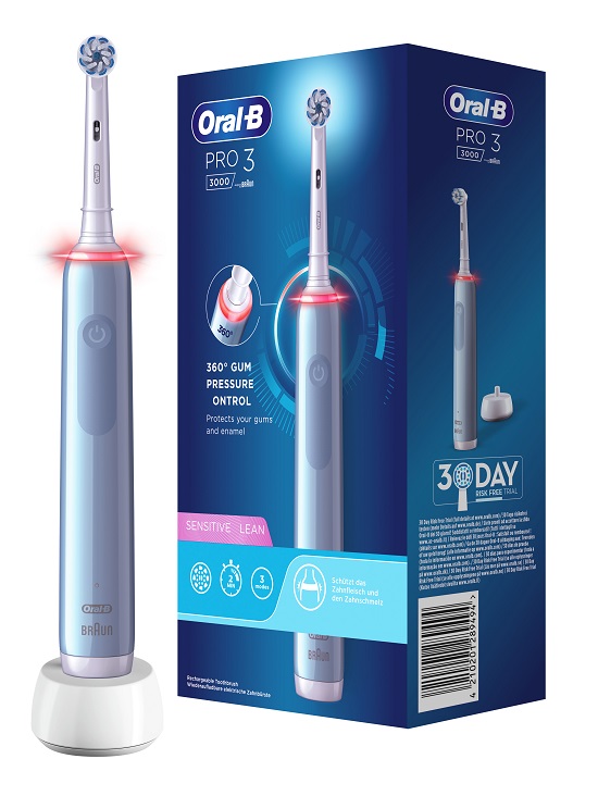 ORAL-B PRO 3 BLU SENSITIVE SPAZZOLINO ELETTRICO + 2 REFILL - Farmasanitas 