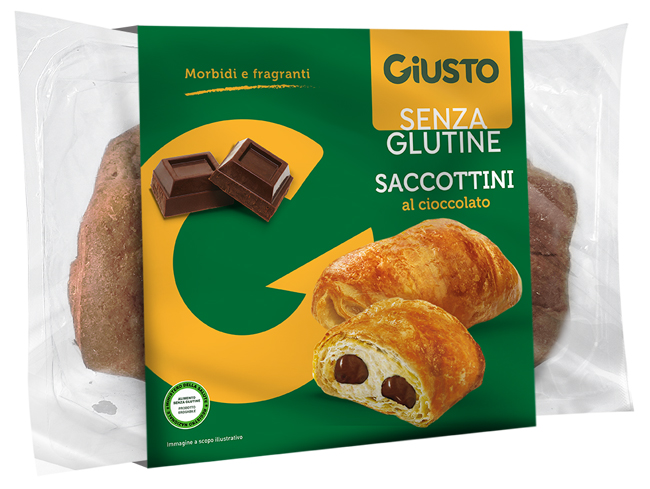 GIUSTO SENZA GLUTINE SACCOTTINI CIOCCOLATO 4 PEZZI DA 80 G - Farmasanitas 