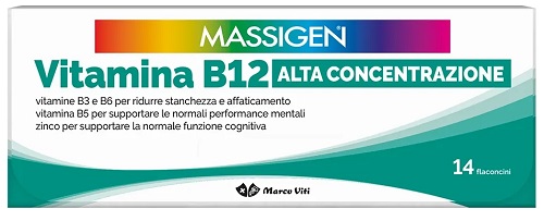 MASSIGEN VITAMINA B12 ALTA CONCENTRAZIONE 14 FLACONCINI - Farmasanitas 