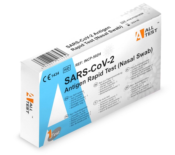 TEST ANTIGENICO RAPIDO COVID-19 ALLTEST AUTODIAGNOSTICO DETERMINAZIONE QUALITATIVA ANTIGENI SARS-COV-2 IN TAMPONI NASALI MEDIANTE IMMUNOCROMATOGRAFIA - Farmasanitas 